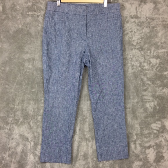 Ann Taylor Pants - Ann Taylor Linen Dress Pants Womens 12 Blue Classic Career Preppy Teacher